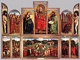 Jan Van Eyck Canvas Paintings - The Ghent Altarpiece (wings open)